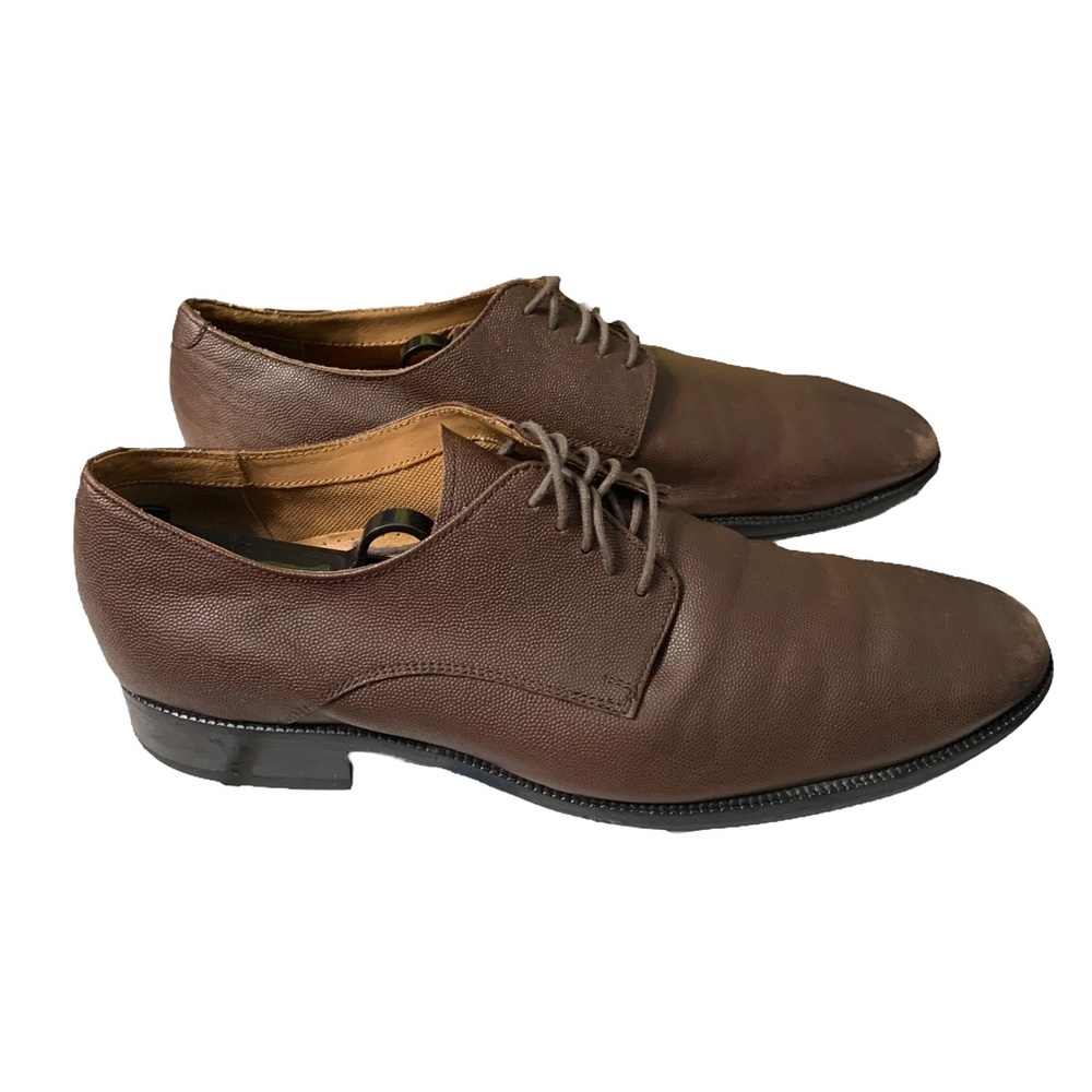 Cole Haan Distressed Williams II Dark Brown Pebbled Leather Lace Up Shoe Sz 10